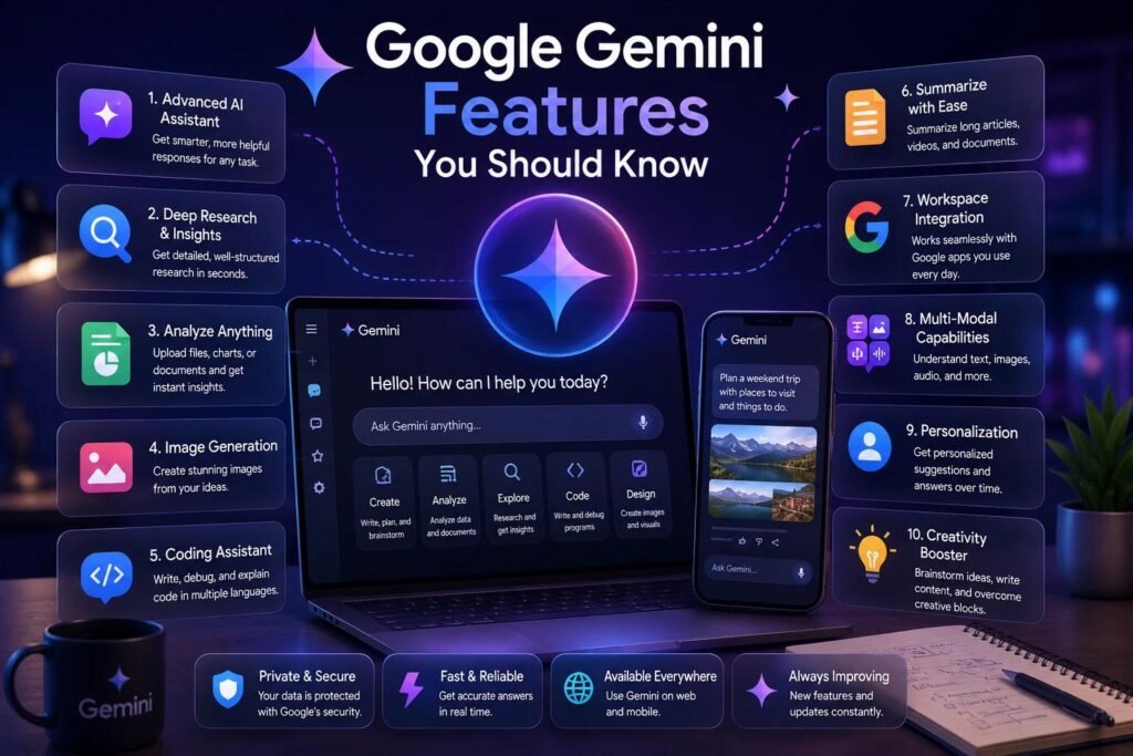 Google Gemini Features.