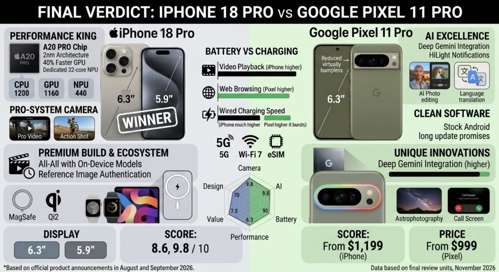 iPhone 18 Pro vs Google Pixel 11 Pro final comparison