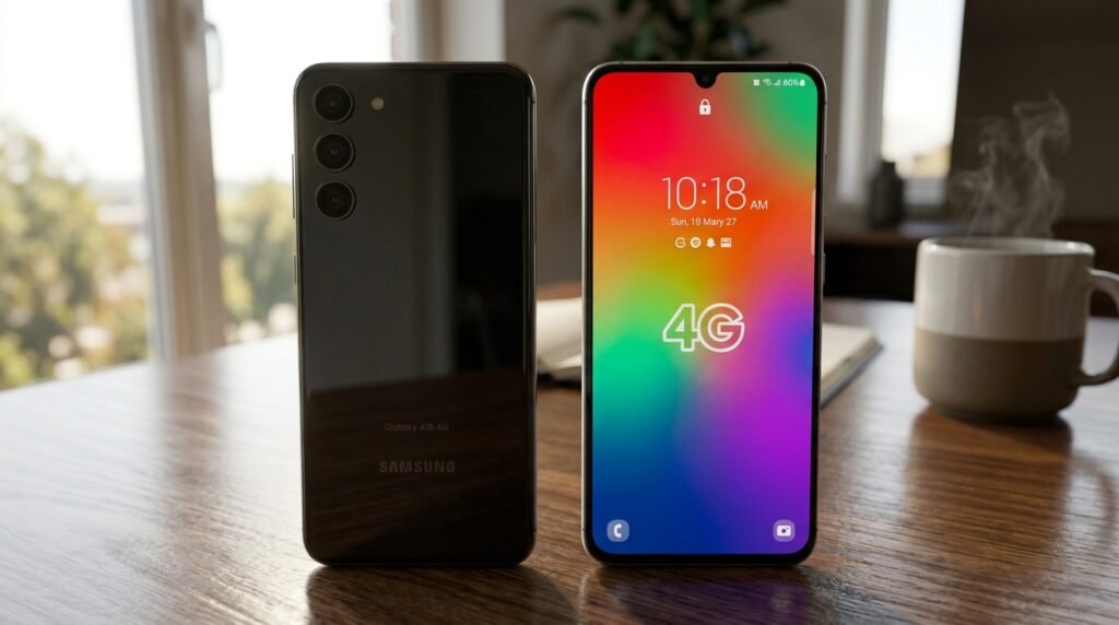 Samsung Galaxy A18 4G smartphone front and back view